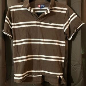 Boy’s Chaps shirt, brown and white, medium